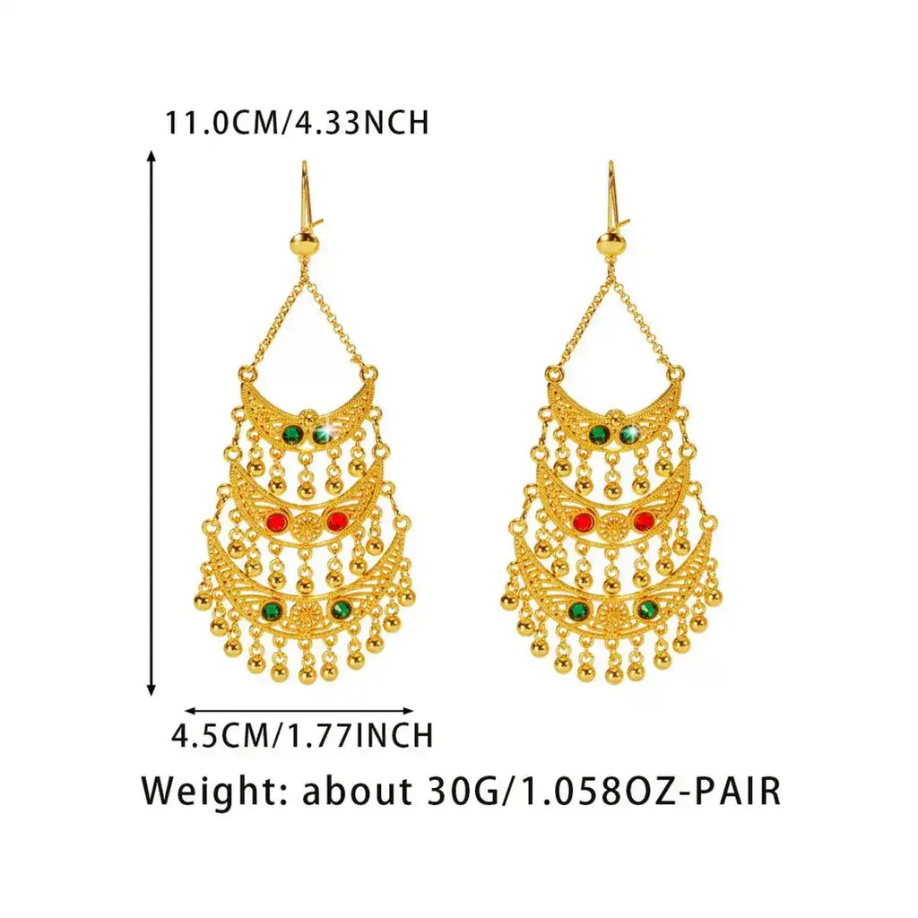 Boucles d'Oreilles Royales "Croissant de Lune" – Finition Dorée Prestige & Cristaux Précieux (Paiement à la Livraison)