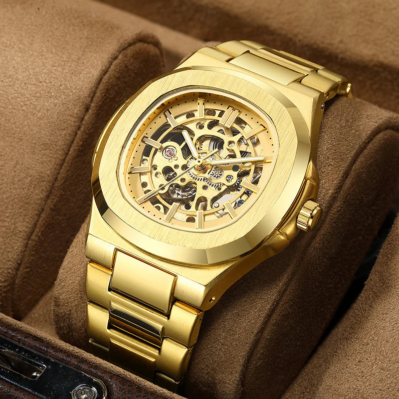 Montre Automatique Squelette d'Élite en Or — Édition Limitée West Africa ✨