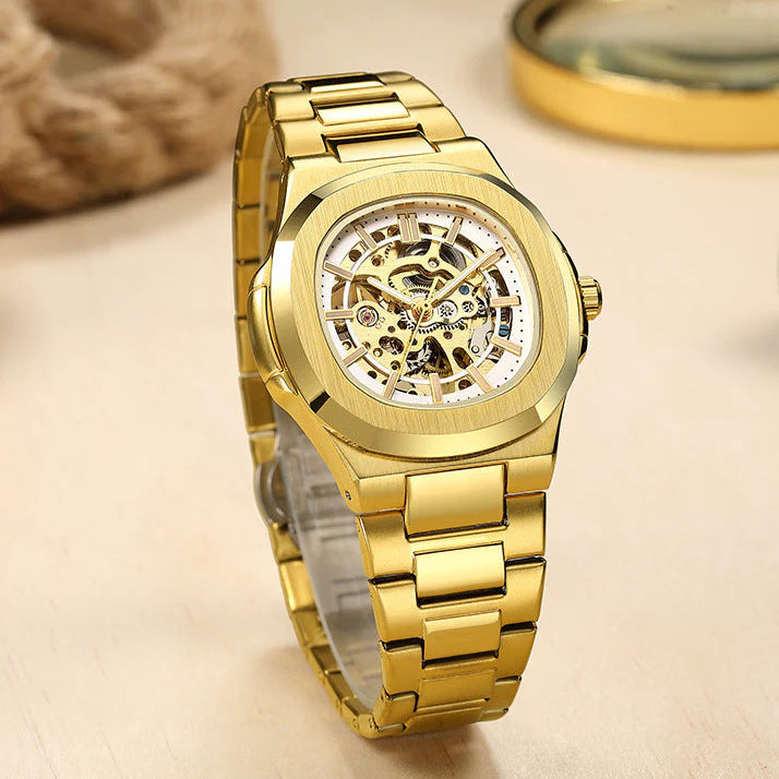 Montre Automatique Squelette d'Élite en Or — Édition Limitée West Africa ✨