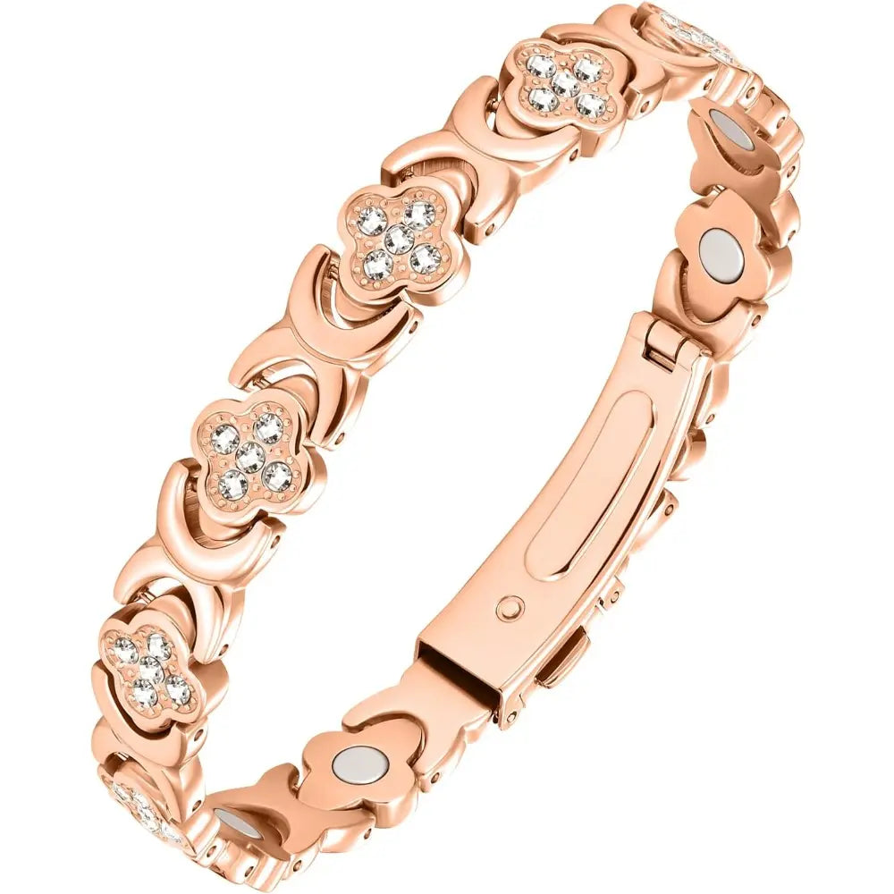 Bracelet de Luxe Trèfle de la Fortune - Édition Cristaux Scintillants (Paiement à la Livraison)