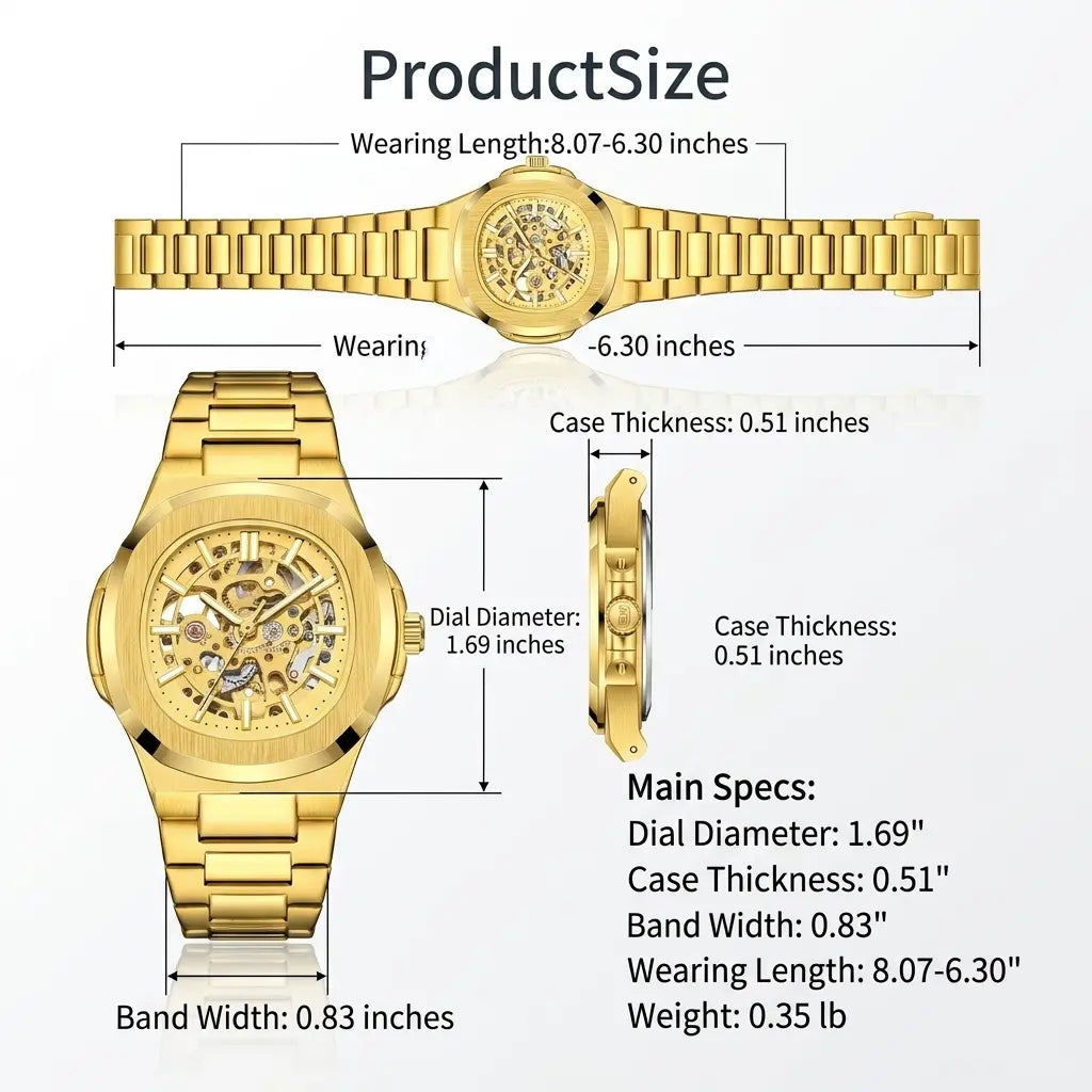 Montre Automatique Squelette d'Élite en Or — Édition Limitée West Africa ✨