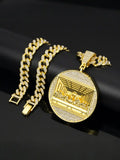 Collier Pendentif "La Cène" Doré avec Chaîne Cubaine – Médaille Sacrée Sertie de Zircons Brillants – Style Hip-Hop & Foi Chrétienne (Paiement à la Livraison)