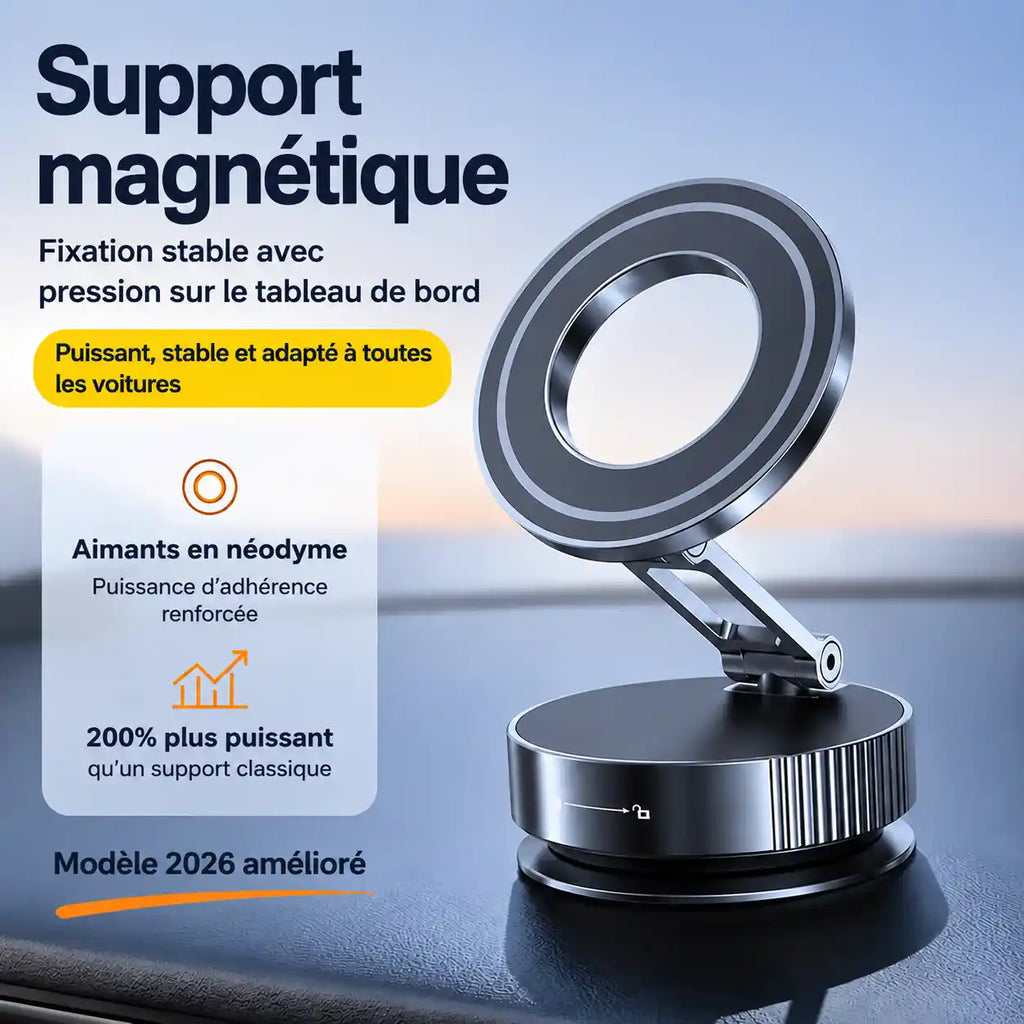 Support Téléphone Voiture Magnétique 360° – Ultra-Stable & Anti-Secousse