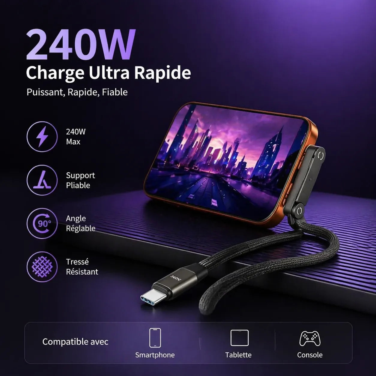 Câble de Charge 240W🔥 (Acheter 1 + 1 Offert) - Paiement à la Livraison