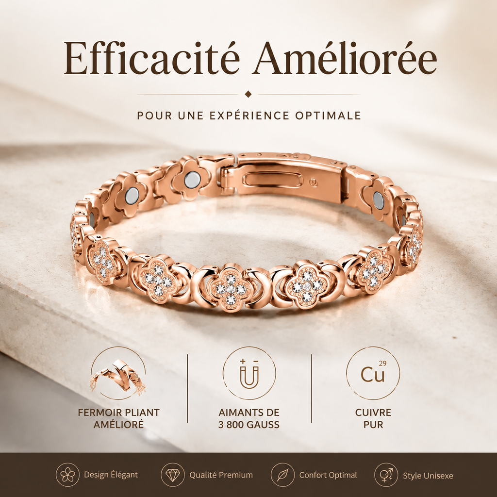 Bracelet de Luxe Trèfle de la Fortune - Édition Cristaux Scintillants (Paiement à la Livraison)