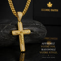 Collier Cubain Luxe avec Pendentif Croix de Jésus Or 18K (Iced Out)