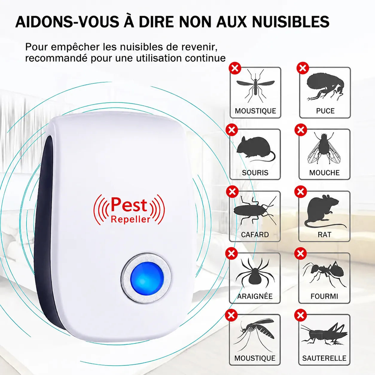 SmartGuard 3-in-1 - Répulsif Ultrasonique Anti-Nuisibles Intelligent(Paiement à la Livraison)