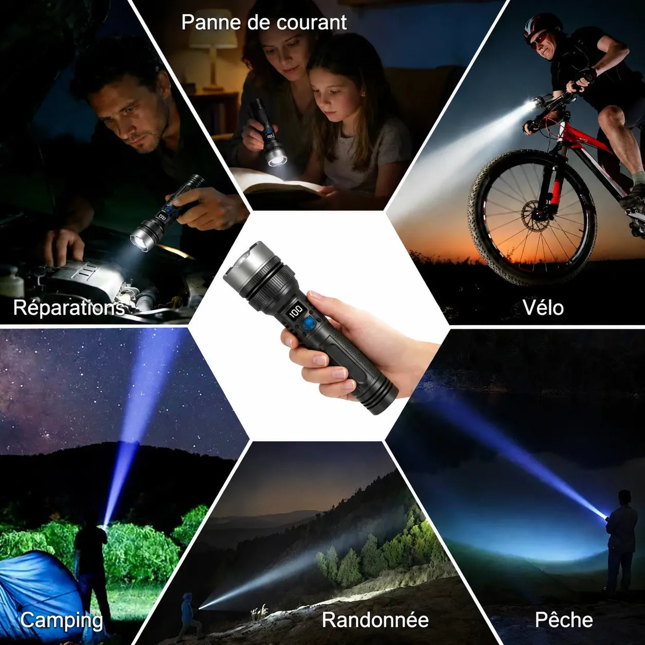 Lampe Torche Tactique Super Puissante 2-en-1 OmniGlow & Batterie de Secours d'Urgence [Paiement à la Livraison]