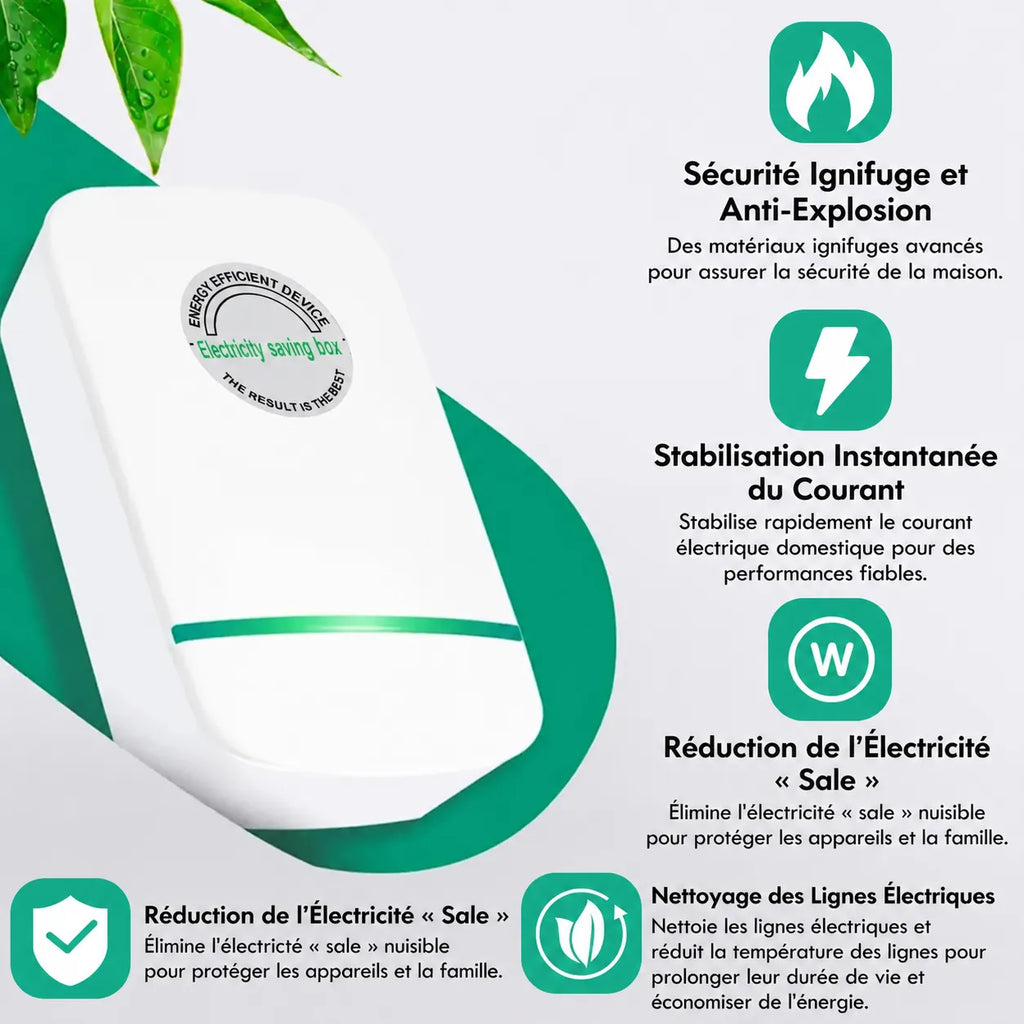 Boîtier Économiseur d'Énergie Intelligent LuxePower | Économisez jusqu'à 45% d'Électricité & Stabilisateur de Tension | Paiement à la Livraison
