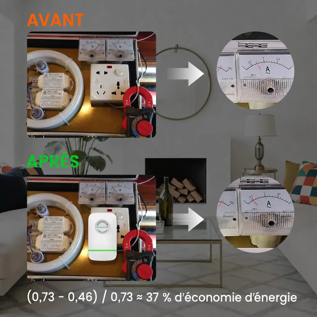 Boîtier Économiseur d'Énergie Intelligent LuxePower | Économisez jusqu'à 45% d'Électricité & Stabilisateur de Tension | Paiement à la Livraison