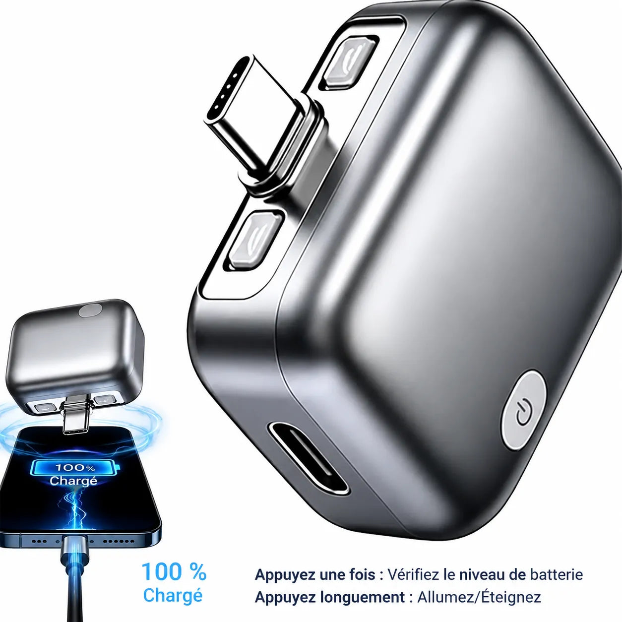 [Uniquement pour Câble Type-C] Protecteur de Batterie Anti-Surcharge Hexibii 140W | Déconnexion Physique & Éjection Automatique | Paiement à la Livraison (COD)