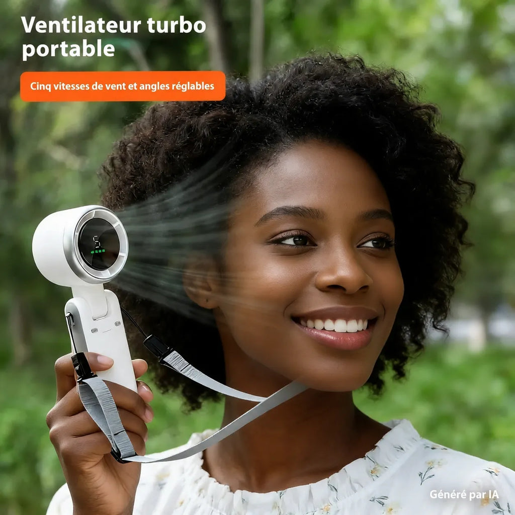 Ventilateur Turbo Portable et Pliable | Mini Ventilateur de Refroidissement à 5 Vitesses | Rechargeable USB |Livraison Gratuite