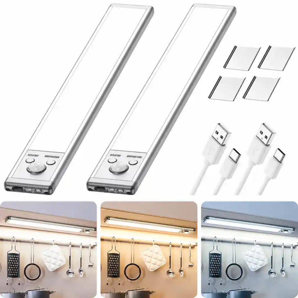 Réglette LED Intelligente Rechargeable | 3 Couleurs & 3 Niveaux de Luminosité (Détecteur de Mouvement)