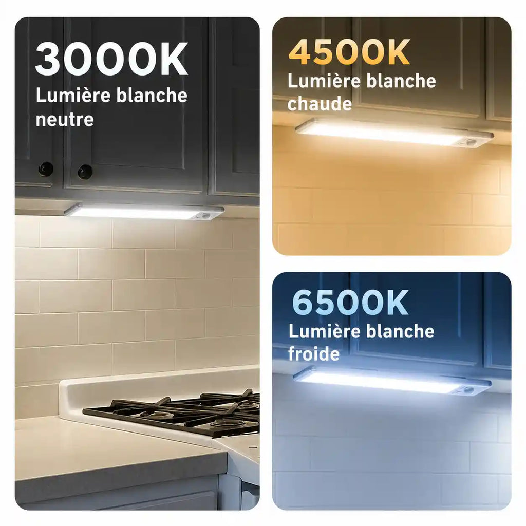 Réglette LED Intelligente Rechargeable | 3 Couleurs & 3 Niveaux de Luminosité (Détecteur de Mouvement)