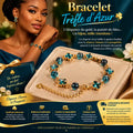 Bracelet Porte-Bonheur "Bleu Mirage" – Trèfle de Chance & Agate Raffinée