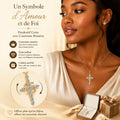 Collier Croix Royale avec Couronne Plaquée Or – Pendentif Sacré Scintillant & Inoxydable (Paiement à la Livraison)
