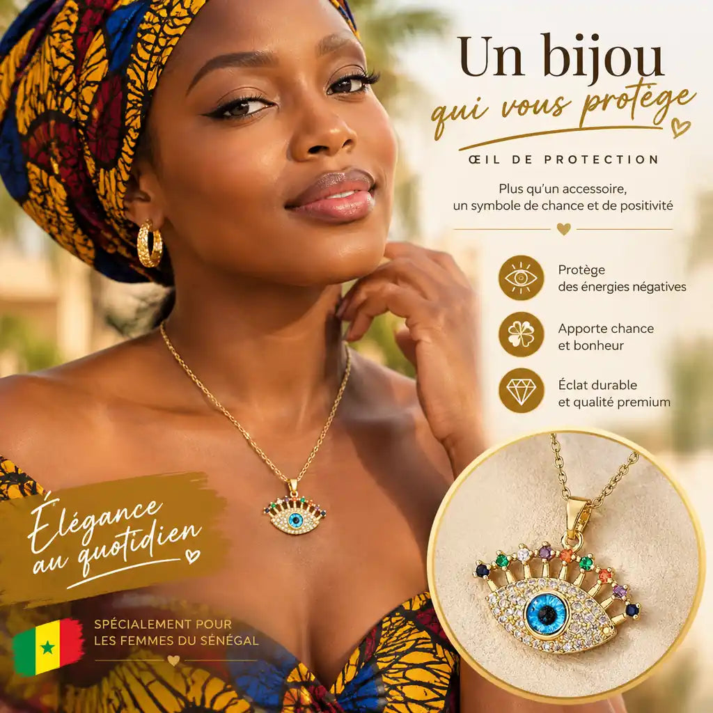 Collier Majestueux "L'Oeil Divin" – Protection & Éclat Doré