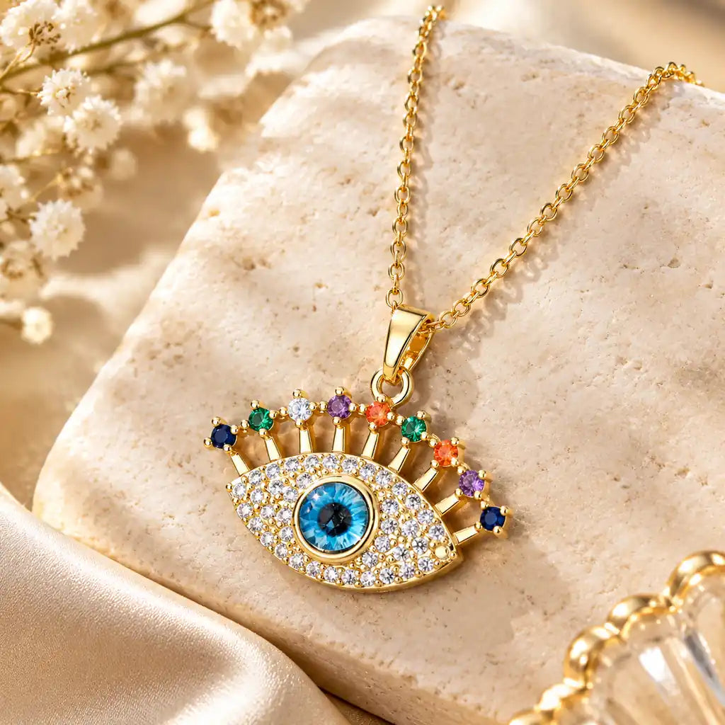 Collier Majestueux "L'Oeil Divin" – Protection & Éclat Doré