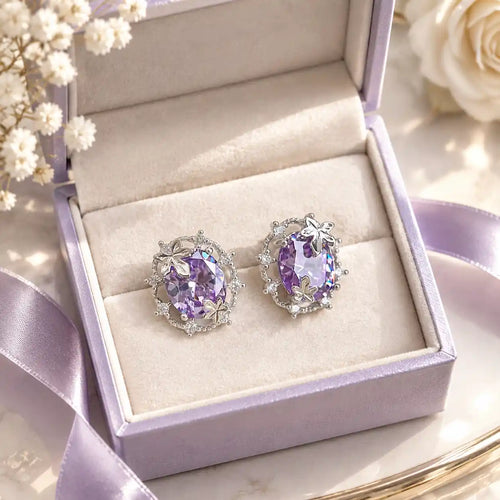 Boucles d'Oreilles « Rêve de Lavande » – Le Cristal Violet qui Fait Tourner Toutes les Têtes 💜