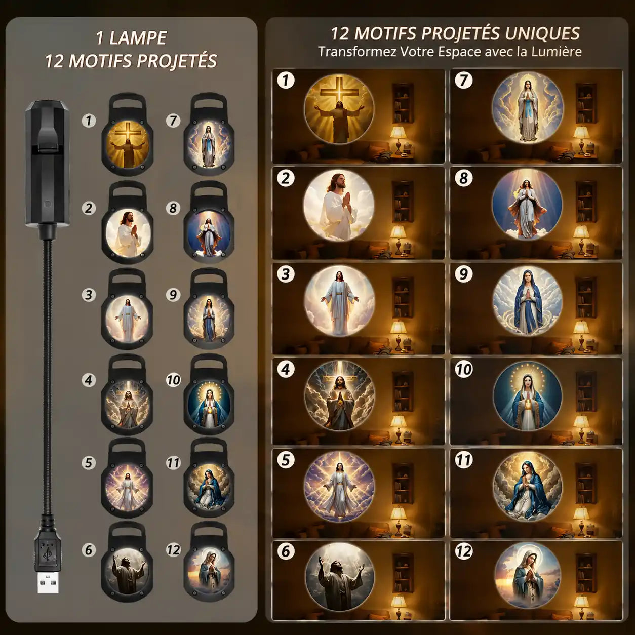 FaithBeam – La Lumière qui Rapproche de Dieu – 12 Images Sacrées (Marie & Jésus)