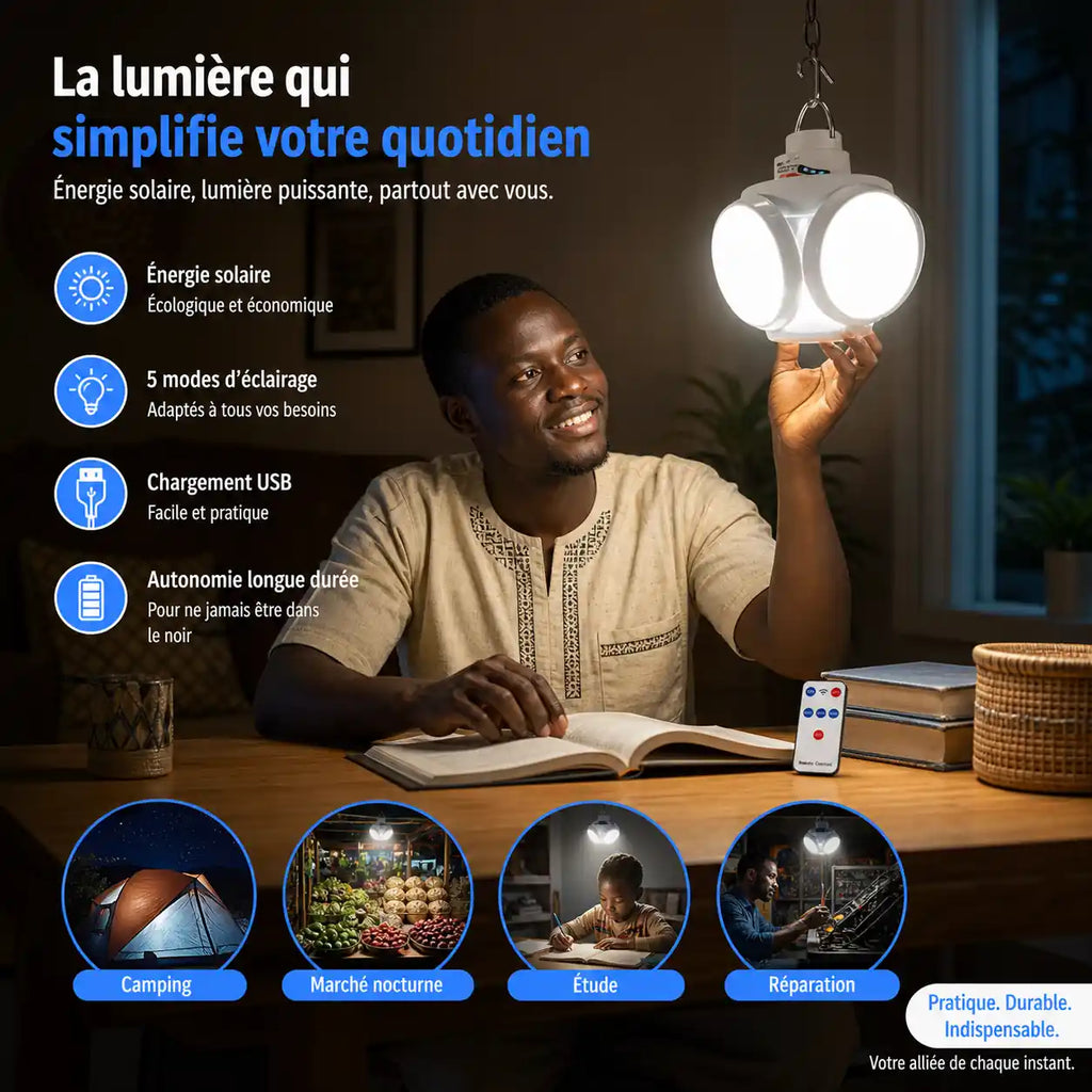 Lanterne Solaire LED Pliable – Design Ballon, Rechargeable USB